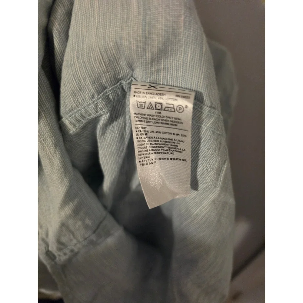 Banana Republic Button Down Mens M Blue Casual Linen Cotton Slim Fit Shirt